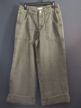 Olive Wide-Leg Retro 70s Boho Chic Women's Jeans - Relaxed Flare